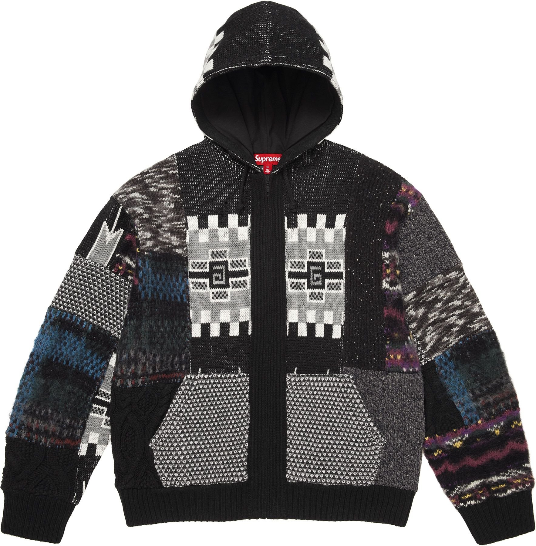 Patchwork Zip Up Hooded Sweater view 6